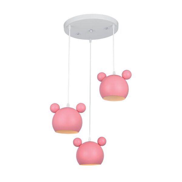 Φωτιστικό Παιδικό Κρεμαστό Ροζ Mickey Τρίφωτο Μεταλλικό
