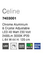 Φωτιστικό μοντέρνο κρεμαστό - led - adjustable - Celine - Nova Luce