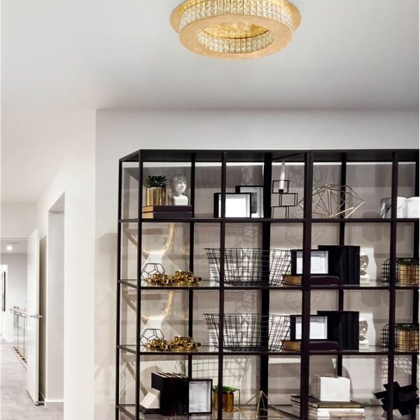 Φωτιστικό οροφής μοντέρνο - κρύσταλλα Κ9 & χρυσαφί αλουμίνιο - Zeffari - Nova Luce