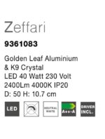 Φωτιστικό οροφής μοντέρνο - κρύσταλλα Κ9 & χρυσαφί αλουμίνιο - Zeffari - Nova Luce