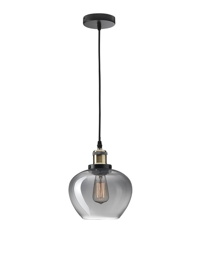 Φωτιστικό μονόφωτο μοντέρνο κρεμαστό - μέταλλο και γυαλί smoke - Cedro - Nova Luce