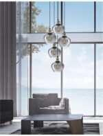 Φωτιστικό πεντάφωτο μοντέρνο κρεμαστό - μέταλλο και γυαλί smoke - Cedro - Nova Luce