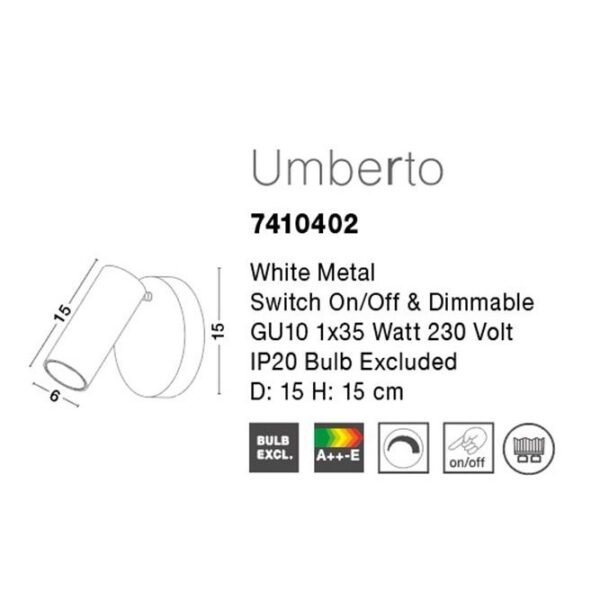 Spot τοίχου - μεταλλικό μοντέρνο - Umberto - Nova Luce