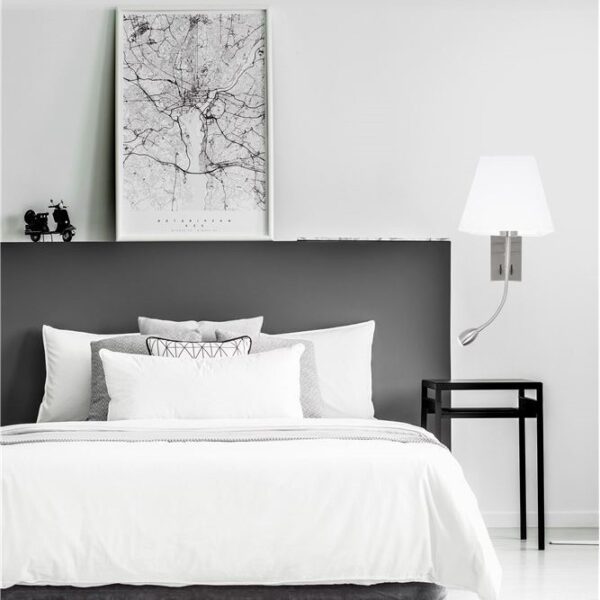 Απλίκα τοίχου led - νίκελ βάση αλουμινίου και λευκό καπέλο - Valencia - Nova Luce