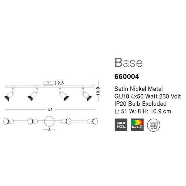 Spot τοίχου μεταλλικό μοντέρνο _ τέσσερα φώτα _ Base _ Nova Luce