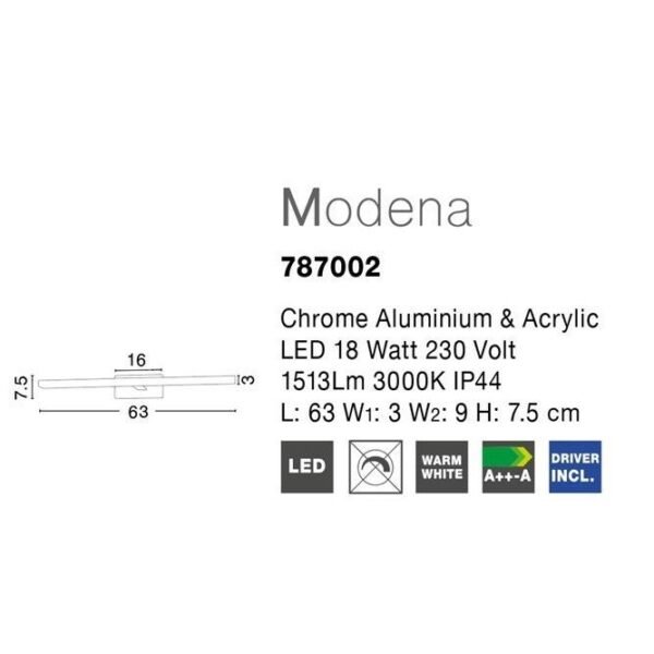 Spot led τοίχου - αλουμίνιο - κατάλληλο για μπάνιο - Modena - Nova Luce
