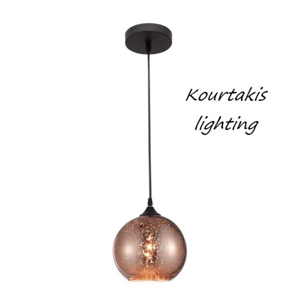 Φωτιστικό κρεμαστό μοντέρνο copper γυάλινο  _ Blaze   _ Nova Luce