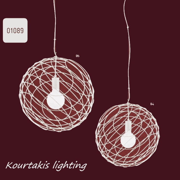 φωτιστικό μοντέρνο κρεμαστό_μπάλα από μεταλλικό σύρμα λευκό_luma