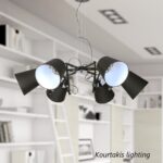 Πολύφωτο Σαλονιού Μοντέρνο LUMA Κρεμαστό Μεταλλικό Εξάφωτο Μαύρο