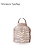 φωτιστικό από μπαμπού διακοσμημένο με δερμάτινα στοιχεία_κρεμαστό μονόφωτο_luma