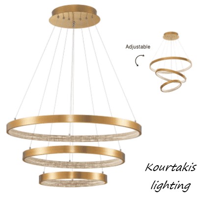 φωτιστικό led κρεμαστό-μοντέρνο-dimmable-ρυθμιζόμενο σχήμα-3 rings-Preston-Nova Luce