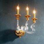 Απλίκα Τοίχου Κρυστάλλινη με Επιχρυσωμένο Μέταλλο Κλασσική Τρίφωτη Euroluce Barocco A3L