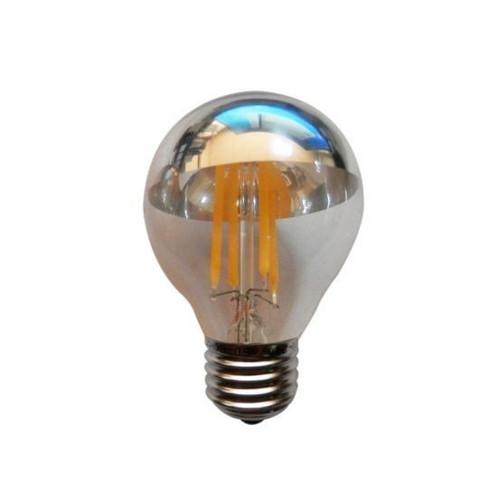 Led Λάμπα Ε27 4Watt Half Silver Glamour Θερμό Λευκό 2700Κ Ντιμαριζόμενη