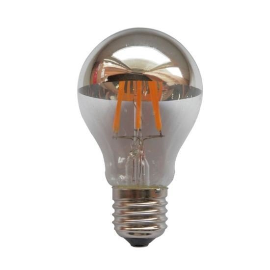 Led Λάμπα Ε27 6Watt Half Silver Vintage 680Lumen Θερμό Λευκό 2700Κ Ντιμαριζόμενη