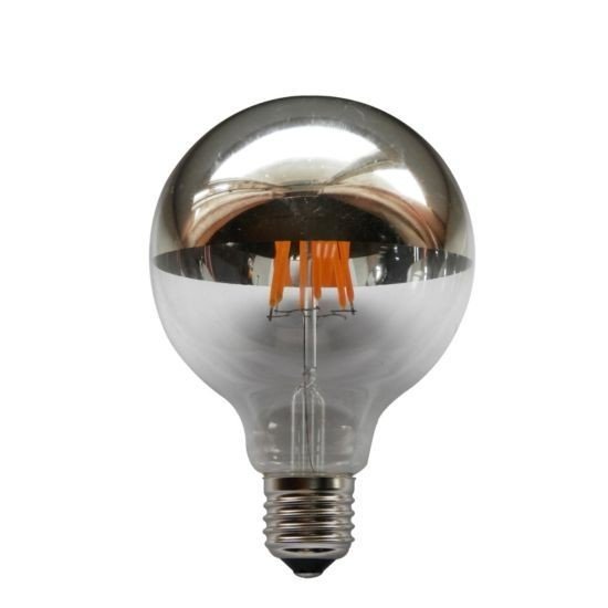 Led Λάμπα Ε27 6Watt Half Silver Globe 680Lumen Θερμό Λευκό 2700Κ Ντιμαριζόμενη