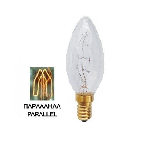 Λάμπα Edison E14 40Watt Filament Κεράκι Candle Θερμό Λευκό 2200Κ