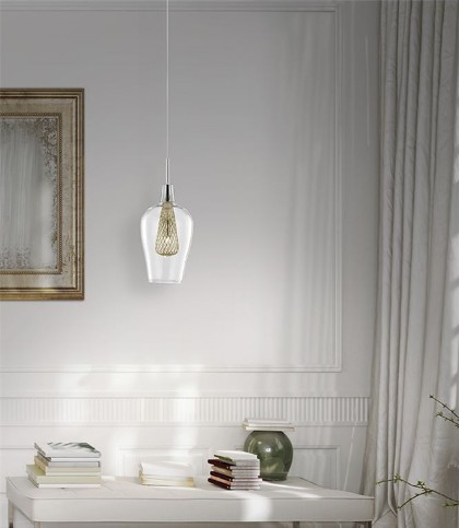 Φωτιστικό Κρεμαστό Μέταλλο & Γυαλί Filo