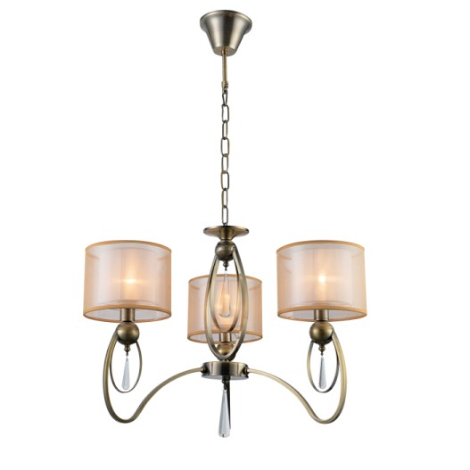 Φωτιστικό Κρεμαστό Μέταλλο, Κρύσταλλο & Υφασμάτινο Καπέλο