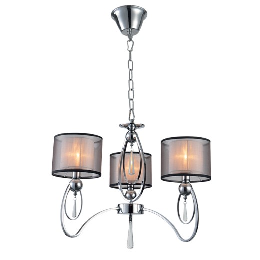 Φωτιστικό Κρεμαστό Μέταλλο, Κρύσταλλο & Υφασμάτινο Καπέλο