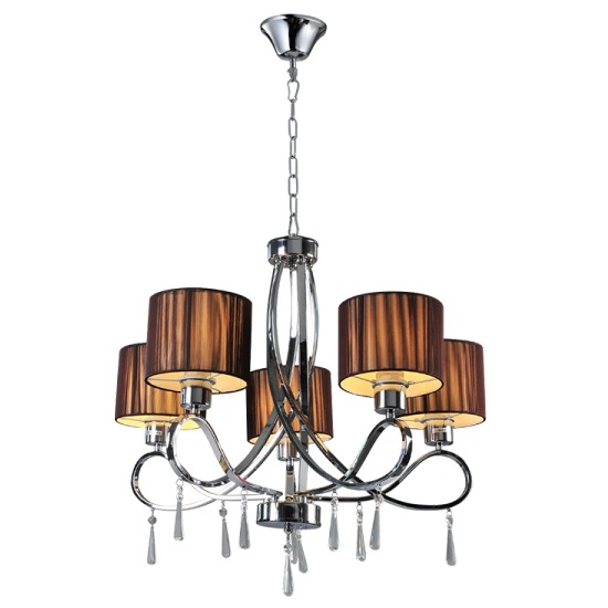 Φωτιστικό Κρεμαστό Μέταλλο, Κρύσταλλο & Υφασμάτινο Καπέλο