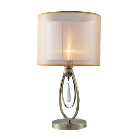 Φωτιστικό Επιτραπέζιο Μέταλλο, Κρύσταλλο & Υφασμάτινο Καπέλο