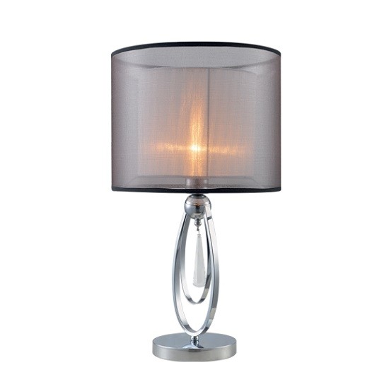 Φωτιστικό Επιτραπέζιο Μέταλλο, Κρύσταλλο & Υφασμάτινο Καπέλο