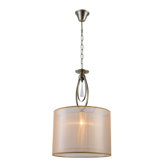 Φωτιστικό Κρεμαστό Μέταλλο, Κρύσταλλο & Υφασμάτινο Καπέλο