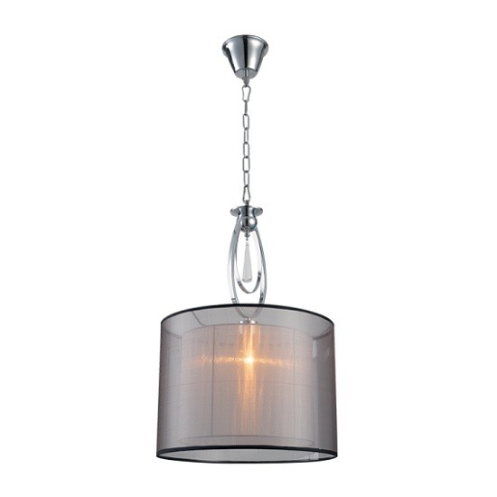 Φωτιστικό Κρεμαστό Μέταλλο, Κρύσταλλο & Υφασμάτινο Καπέλο