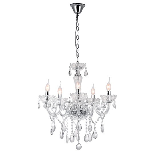 Πολυέλαιος Κρεμαστός Γυάλινος με Κρύσταλλα Κλασσικός