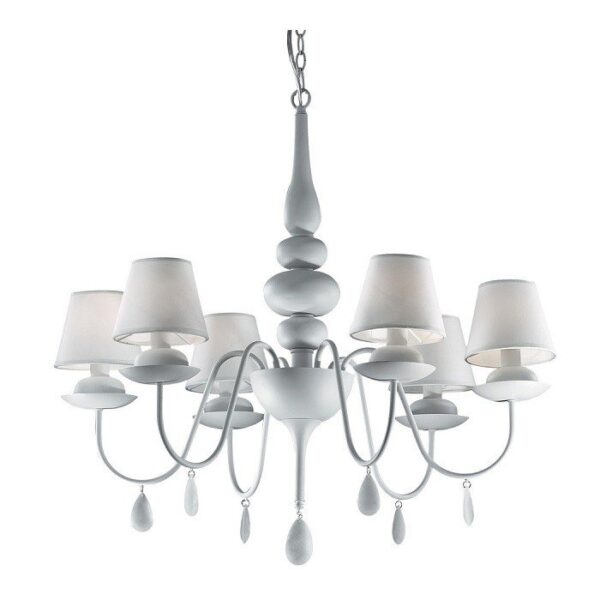 Μοντέρνος Πολυέλαιος Ideal Lux Blanche SP6 Μεταλλικός Οκτάφωτος με Καπέλα Λευκός