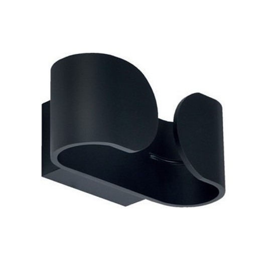 Led Μοντέρνα Επίτοιχη Απλίκα 3Watt Μεταλλική Δίφωτη Μαύρη