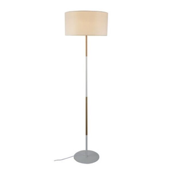 Φωτιστικό Επιδαπέδιο Μοντέρνο Μεταλλικό με Υφασμάτινο Καπέλο Λευκό