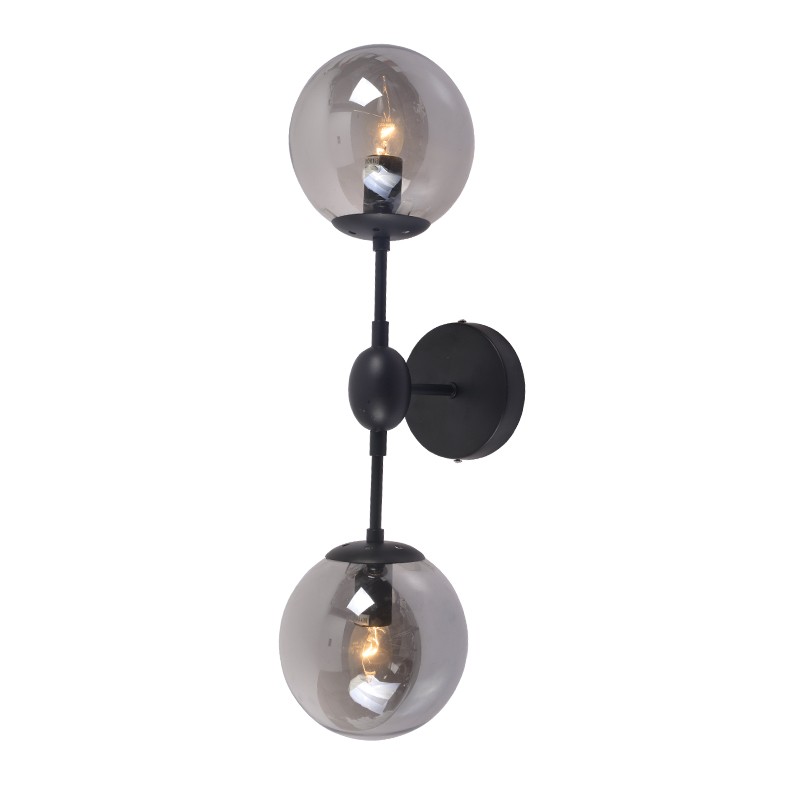 ACA Lighting Απλίκα Τοίχου Vintage Δίφωτη Μεταλλική με Γυάλινες Μπάλες