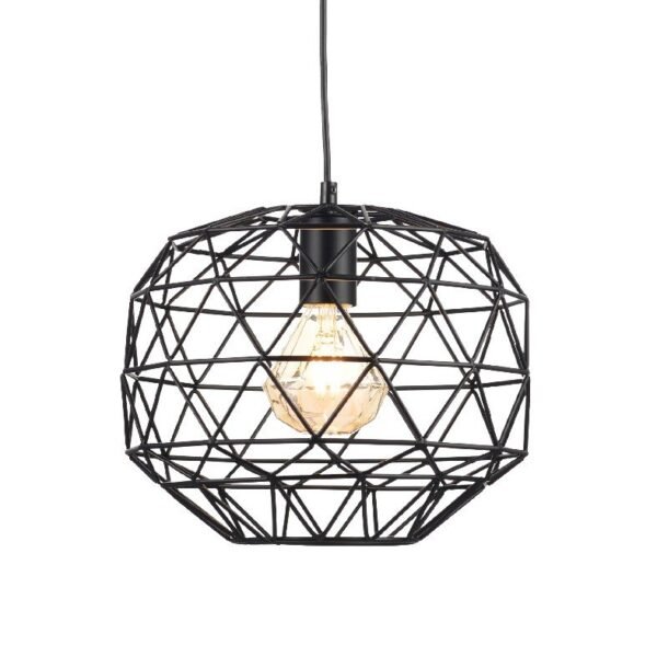 ACA Lighting Φωτιστικό Μεταλλικό Κρεμαστό Μονόφωτο Vintage Μαύρο Ματ
