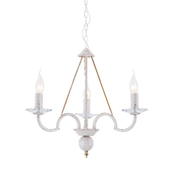 ACA Lighting Πολυέλαιος με Κρύσταλλα Κλασσικός Τρίφωτος Κρεμαστός Μεταλλικός Λευκός Πατίνα