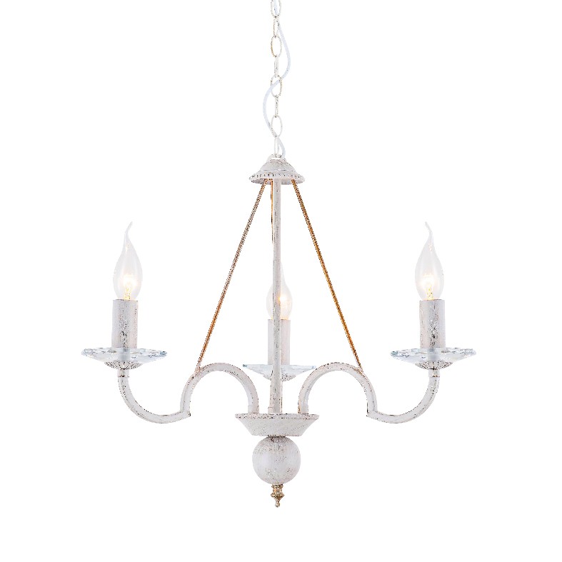 ACA Lighting Πολυέλαιος με Κρύσταλλα Κλασσικός Τρίφωτος Κρεμαστός Μεταλλικός Λευκός Πατίνα