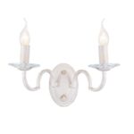 ACA Lighting Απλίκα Τοίχου Μεταλλική Κλασσική Δίφωτη Λευκό Πατίνα