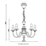 ACA Lighting Πολυέλαιος Κλασσικός Κρεμαστός Μεταλλικός Πεντάφωτος Λευκό Πατίνα