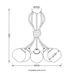 ACA Lighting Κλασσικό Φωτιστικό Οροφής Μεταλλικό με Γυάλινα Καπέλα Λευκό Πατίνα Πεντάφωτο