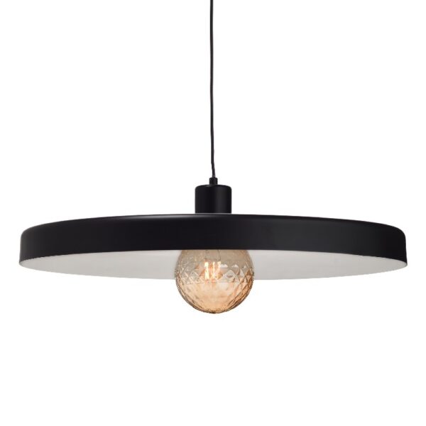 Φωτιστικό Μεταλλικό Κρεμαστό Μονόφωτο Μαύρο σε Δύο Διαστάσεις