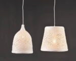 ACA Lighting Μοντέρνο Κρεμαστό Μονόφωτο με Καπέλο από Σπάγγο Λευκό