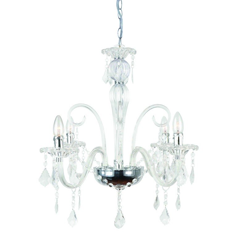 images ACA Lighting Κλασσικός Κρεμαστός Πολυέλαιος Ακρυλικός Διάφανος Τετράφωτος