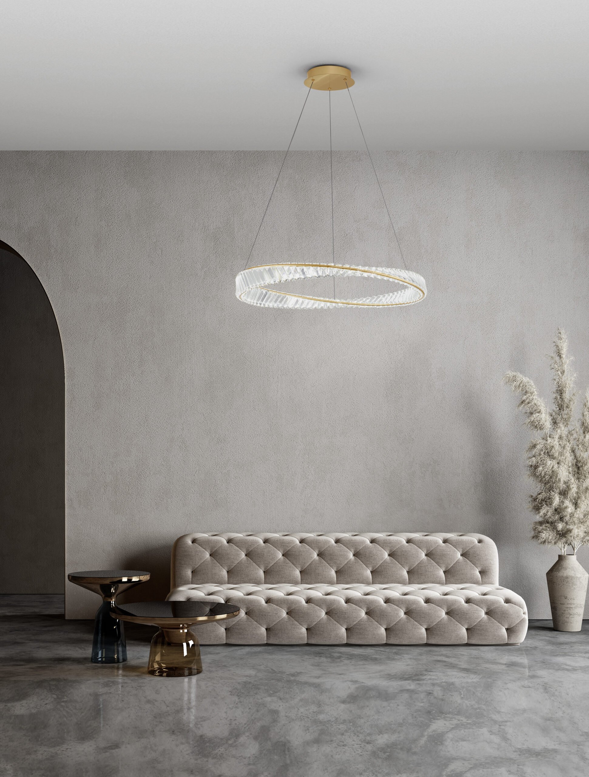Modern,Minimalist,Interior,With,Arch,,Concrete,Floor,,Sofa,,Coffe,Table Κρεμαστό Φωτιστικό AURELIA 9333062 Nova Luce - Image 1